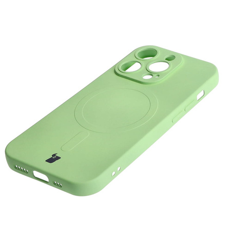 Etui silikonowe z pierścieniem magnetycznym Bizon Case Silicone Magnetic do iPhone 14 Pro, jasnozielone