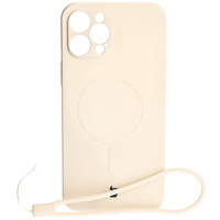 Etui silikonowe z pierścieniem magnetycznym Bizon Case Silicone Magnetic do iPhone 12 Pro Max, beżowe