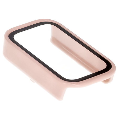 Etui ze szkłem do zegarka Bizon Case Watch Adamo do Xiaomi Smart Band 9 Active / Redmi Band 3, różowe