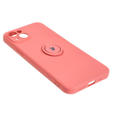 Etui Bizon Case Silicone Ring Sq do Apple iPhone 15 Plus, brudny róż