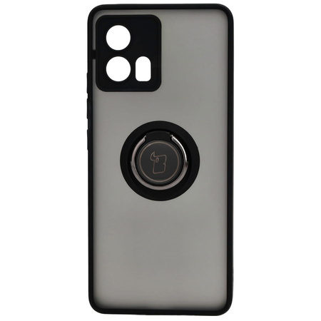 Etui z uchwytem na palec Bizon Case Hybrid Ring do Motorola Edge 30 Fusion, przydymione z czarną ramką