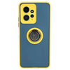 Etui z uchwytem na palec Bizon Case Hybrid Ring do Xiaomi Redmi Note 12 4G, przydymione z żółtą ramką