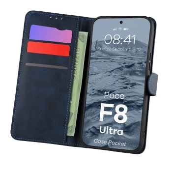 Etui z klapką Bizon Case Pocket do Xiaomi POCO F8 Ultra, granatowe