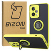 Etui z uchwytem na palec Bizon Case Hybrid Ring do Xiaomi Redmi Note 12 Pro 5G, przydymione z żółtą ramką