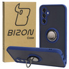 Etui z uchwytem na palec Bizon Case Hybrid Ring do Galaxy M34 5G, przydymione z granatową ramką