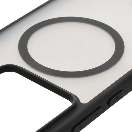 Etui z pierścieniem magnetycznym Bizon Case MatteO do Xiaomi 14T, półprzezroczyste z czarną ramką