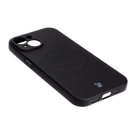 Etui silikonowe z pierścieniem magnetycznym Bizon Case Silicone Magnetic do iPhone 15, czarne