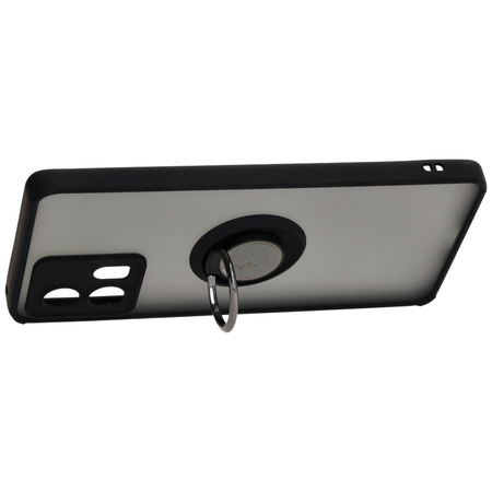 Etui z uchwytem na palec Bizon Case Hybrid Ring do Motorola Edge 30 Fusion, przydymione z czarną ramką