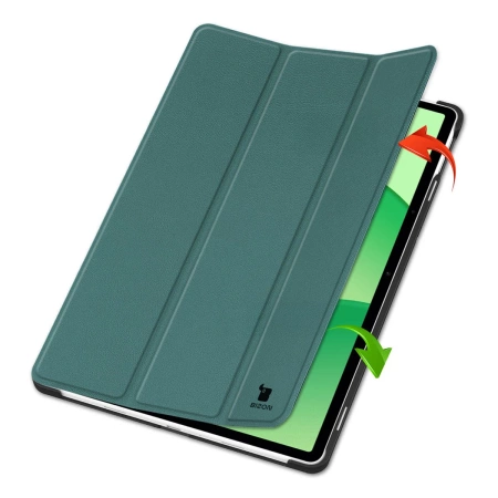 Etui z klapką Bizon Case Tab Croc do OnePlus Pad Lite / Oppo Pad SE, ciemnozielone