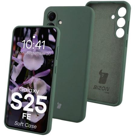Silikonowe etui Bizon Soft Case do Galaxy S25 FE, ciemnozielone