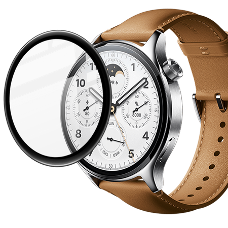 Szkło hybrydowe Bizon Glass Watch Edge Hybrid dla Xiaomi Watch S1 Pro, czarne