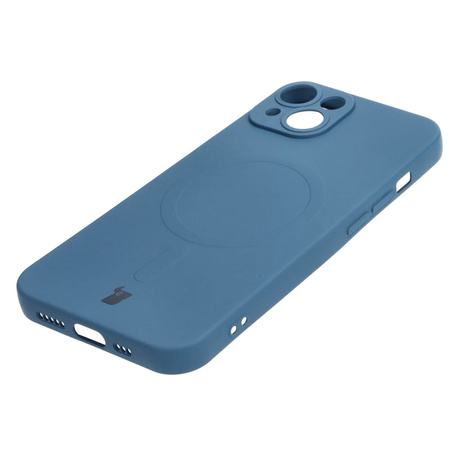 Etui silikonowe z pierścieniem magnetycznym Bizon Case Silicone Magnetic do iPhone 14, granatowe
