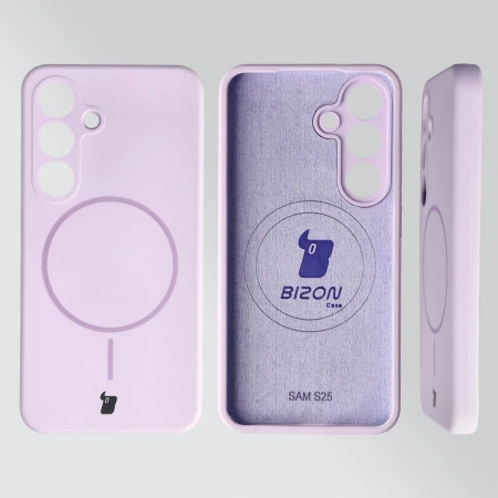 Silikonowe etui z pierścieniem magnetycznym Bizon Soft Case Magnetic do Galaxy S25, jasnofioletowe