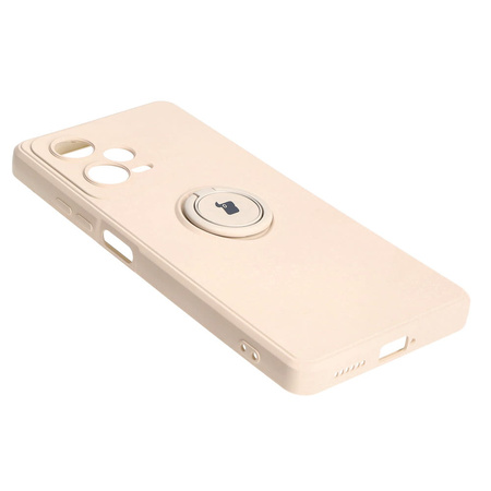 Etui Bizon Case Silicone Ring Sq do Xiaomi Redmi Note 12 Pro Plus 5G, beżowe