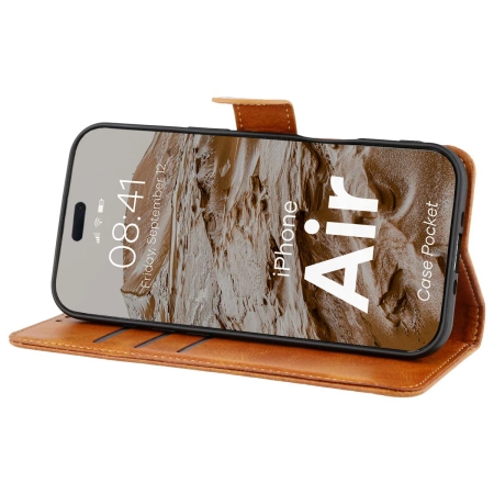 Etui z klapką Bizon Case Pocket do iPhone Air, brązowe