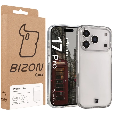 Etui Bizon Case Halo do iPhone 17 Pro, przezroczyste