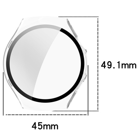 Etui ze szkłem do zegarka Bizon Case Watch Adamo do Huawei Watch 5 42 mm, przeźroczyste