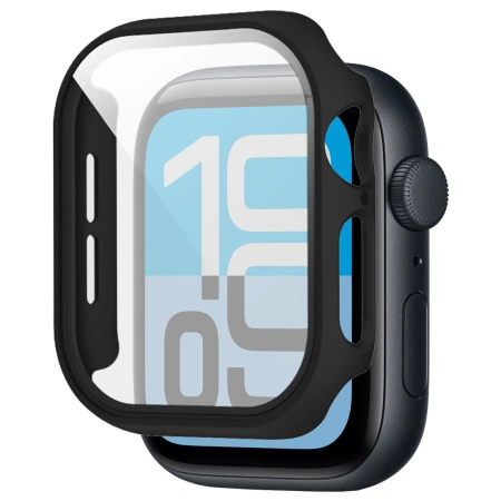 Etui ze szkłem do zegarka Bizon Case Watch Adamo do Apple Watch SE 3 / SE 2 / SE / 6 / 5 / 4 (44 mm), matowe czarne