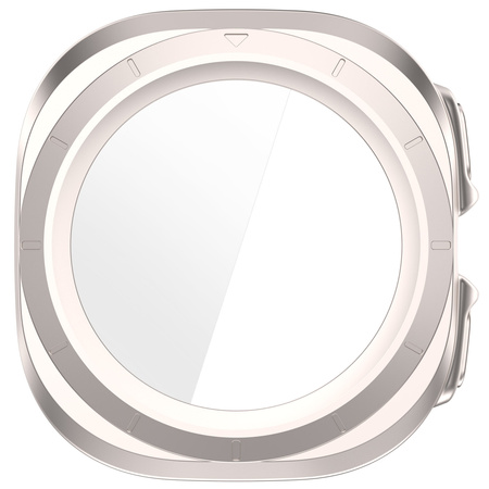 Etui ze szkłem do zegarka Bizon Case Watch Adamo do Galaxy Watch Ultra 2 / 1, satynowo szampańskie