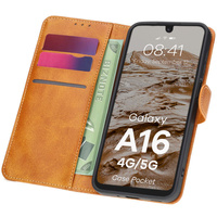 Etui z klapką Bizon Case Pocket do Galaxy A16 4G/5G, brązowe