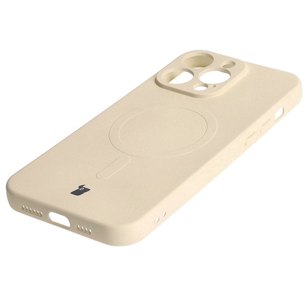 Etui silikonowe z pierścieniem magnetycznym Bizon Case Silicone Magnetic do iPhone 15 Pro Max, beżowe