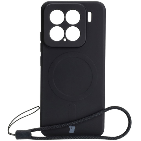 Silikonowe etui z pierścieniem magnetycznym Bizon Case Silicone Magnetic Sq do Xiaomi 15, czarne