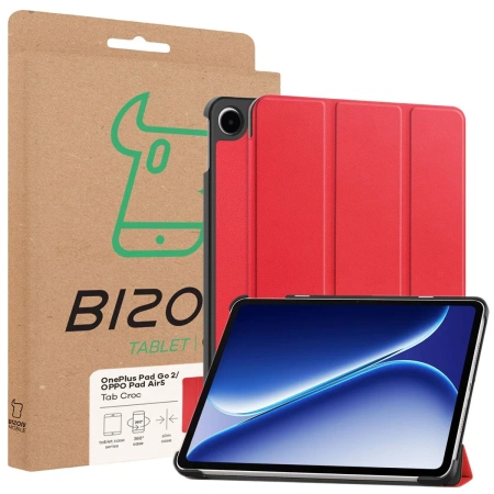 Etui z klapką Bizon Case Tab Croc do OnePlus Pad Go 2 / Oppo Pad Air5, czerwone