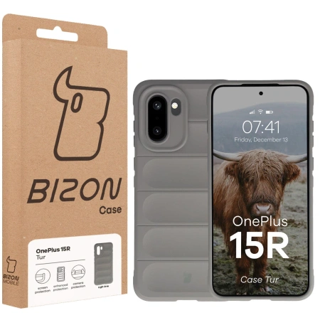 Pancerne etui Bizon Case Tur do OnePlus 15R, jasnoszare