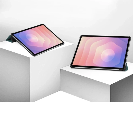 Etui z klapką Bizon Case Tab Croc do Galaxy Tab S11, ciemnozielone