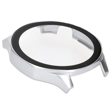 Etui ze szkłem do zegarka Bizon Case+Glass Watch do Huawei Watch GT 5 46 mm, satynowo srebrne