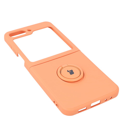 Etui Bizon Case Silicone Ring Sq do Galaxy Z Flip5, pomarańczowe