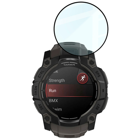 Szkło hybrydowe Bizon Glass Watch Edge Hybrid dla Garmin Instinct 3 50 mm, czarne