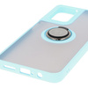 Etui z uchwytem na palec Bizon Case Hybrid Ring do Motorola Moto G35 5G, przydymione z jasnoniebieską ramką