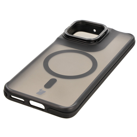 Etui z podstawką i pierścieniem magnetycznym Bizon Case Eclipse do Motorola Edge 50 Neo, przydymione z czarną ramką