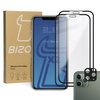 Szkło hartowane Bizon Glass Edge CF - 2 sztuki + ochrona na obiektyw, iPhone 11 Pro Max, czarne