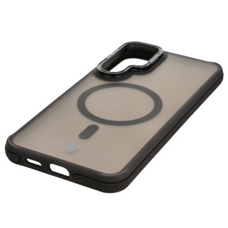 Etui z podstawką i pierścieniem magnetycznym Bizon Case Eclipse do Galaxy S25 Plus, przydymione z czarną ramką