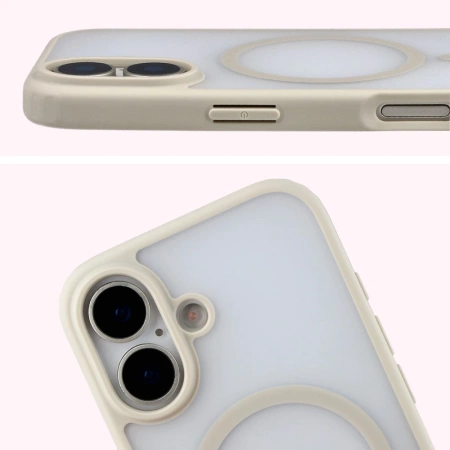 Etui z pierścieniem magnetycznym Bizon Case MatteO do iPhone 17, przydymione-beżowe