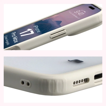 Etui Bizon Case Angelo do iPhone 17 Pro Max, półprzezroczyste z beżową ramką