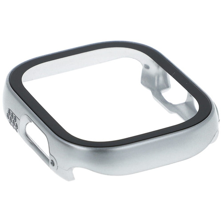 Etui Bizon Case+Glass do Apple Watch Ultra 49mm, srebrne