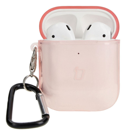 Etui Bizon Case Headphone Clear do Airpods 1/2, przezroczysto-różowe