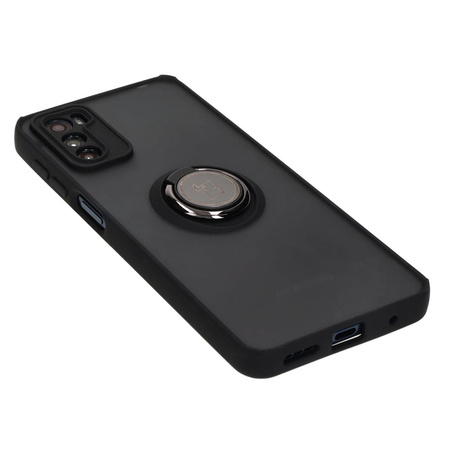 Etui z uchwytem na palec Bizon Case Hybrid Ring do Motorola Moto G42 , przydymione z czarną ramką