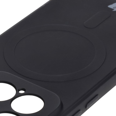 Silikonowe etui z pierścieniem magnetycznym Bizon Case Silicone Magnetic Sq do Xiaomi 15, czarne