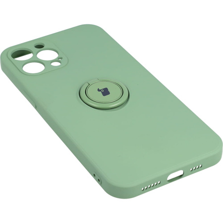 Etui Bizon Case Silicone Ring do iPhone 12 Pro Max, jasnozielone
