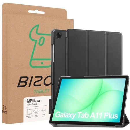 Etui z klapką Bizon Case Tab Croc do Galaxy Tab A11 Plus / A9 Plus, czarne
