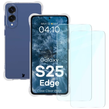 Elastyczne etui + 2x szkło hartowane Bizon Case Clear Pack do Galaxy S25 Edge