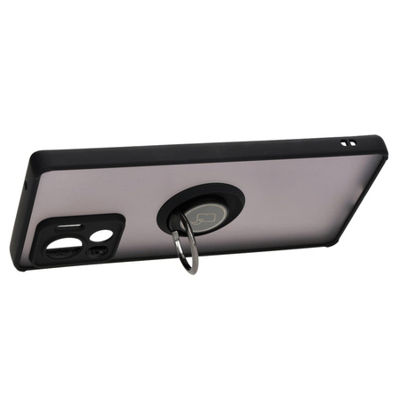 Etui z uchwytem na palec Bizon Case Hybrid Ring do Motorola Edge 30 Ultra, przydymione z czarną ramką