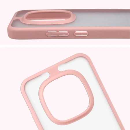 Etui Bizon Case Angelo do Xiaomi Redmi Note 15 Pro 5G, półprzezroczyste z jasnoróżową ramką
