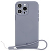 Silikonowe etui z pierścieniem magnetycznym Bizon Case Silicone Magnetic do iPhone 16 Pro, szare