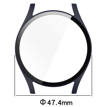 Etui ze szkłem do zegarka Bizon Case Watch Adamo do Galaxy Watch 7 44 mm, niebieskie