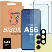 2x Szkło hartowane z ramką + szybka na aparat Bizon Edge 2 Pack do Xiaomi Redmi 14C 4G